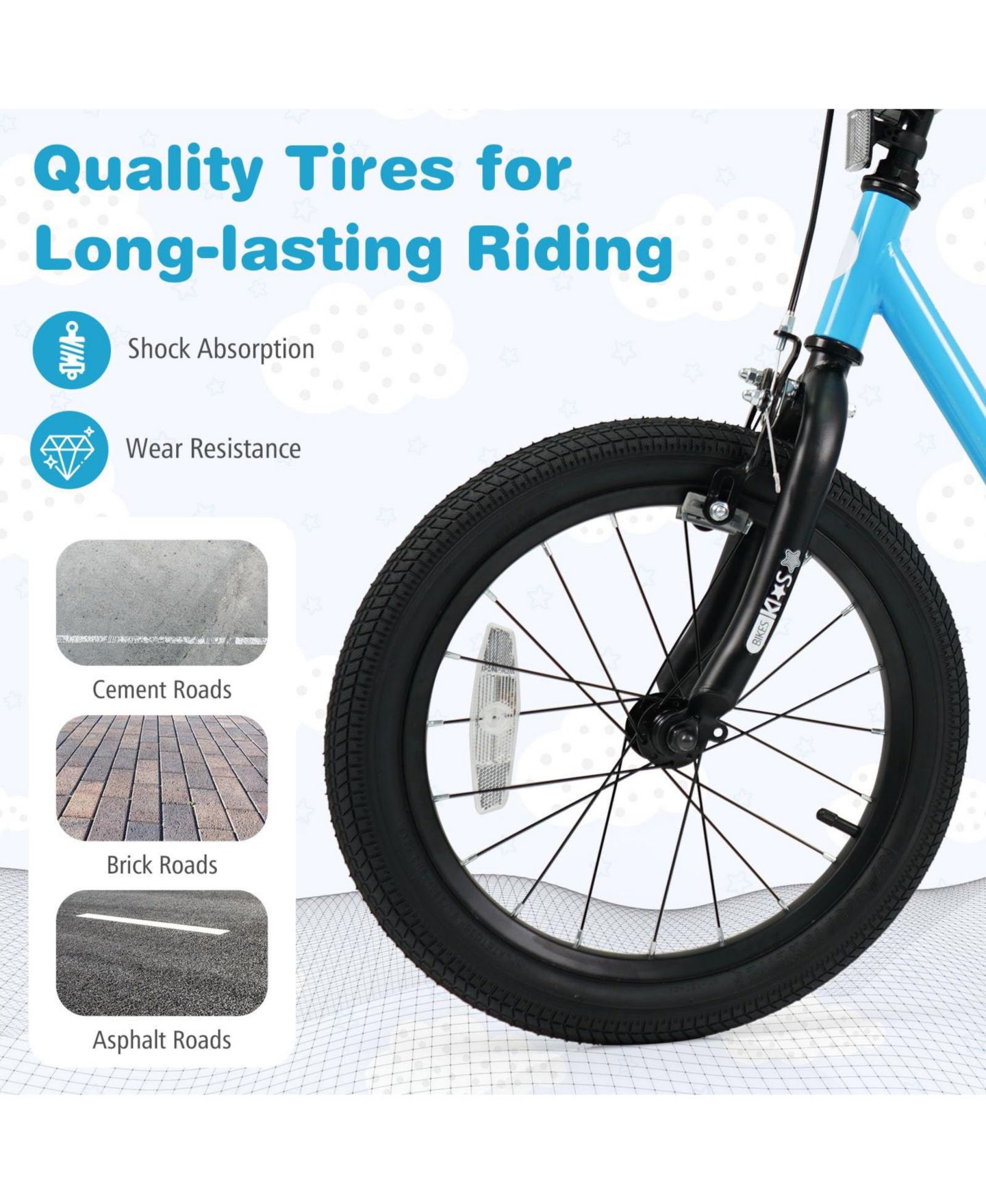 Детская игрушка Mecale 12" Adjustable Bicycle with Detachable Training Wheels, 3–7 лет, цвет: Синий — фото 6