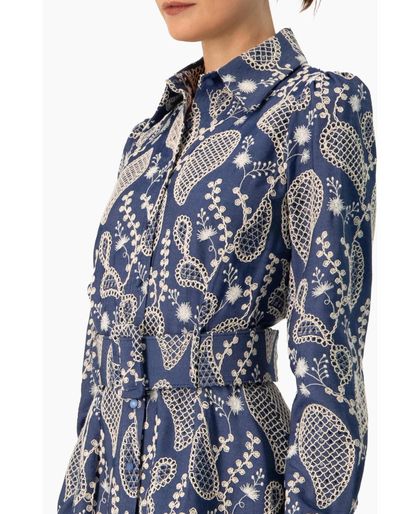 Женское платье Ivonne Long Sleeve A-Line with Floral Embroidery, цвет: Синий — фото 5