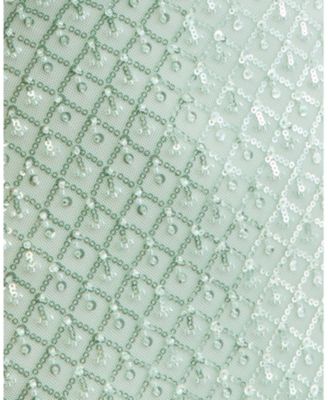 Juniors' Beaded V-Neck Lace-Up-Back Gown 