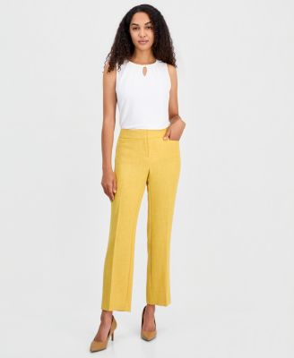 Women's Textured High-Rise Straight Leg Trousers, Regular & Petite