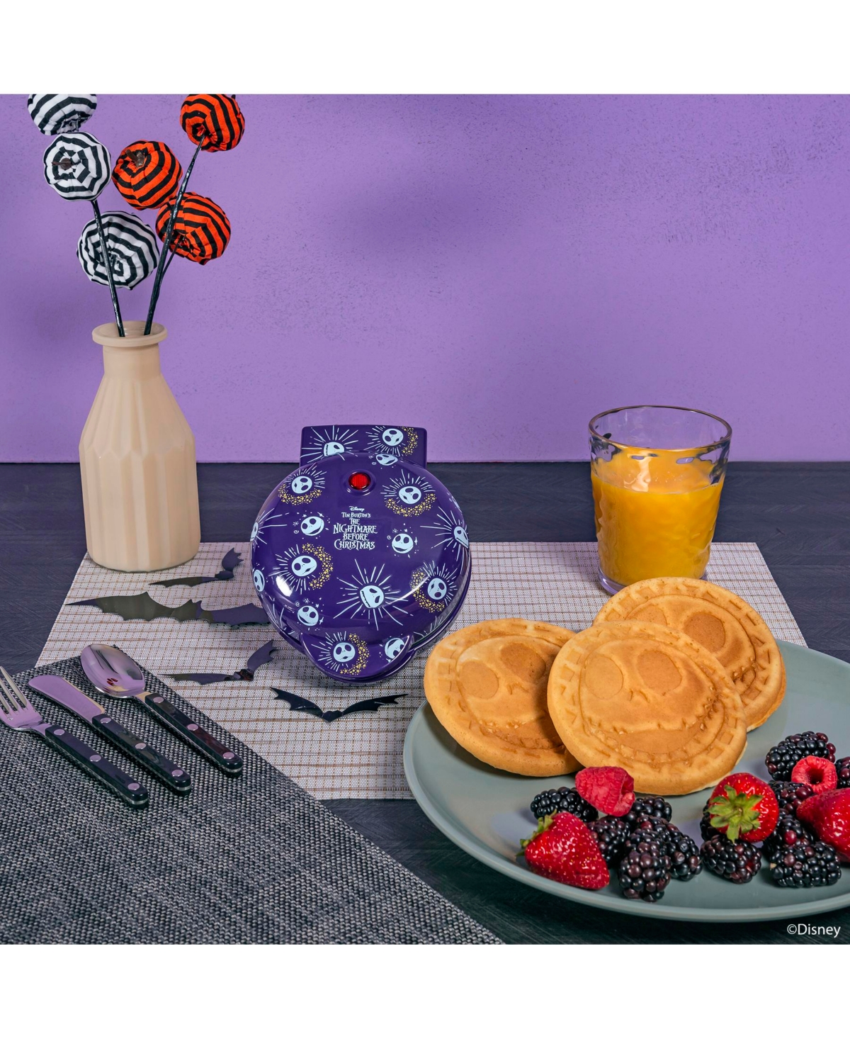 Uncanny Brands Disney Nightmare Before Christmas Jack Skellington Mini Waffle Maker - Small Kitchen Appliance