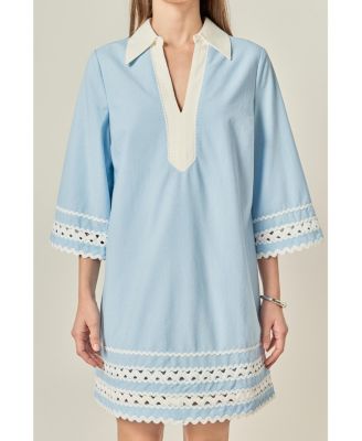 Women's Color Block Shirt Mini Dress