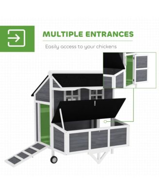 43" Chicken Coop with Wheels, Chicken Tractor for 2-4 Hens, Rabbits
