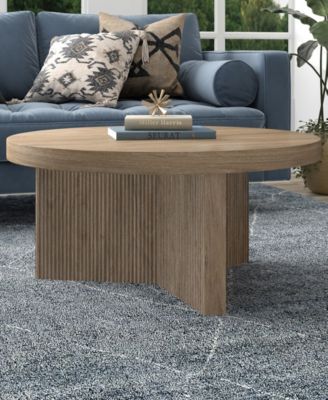 Holm 32" Wide Round Fluted Coffee Table