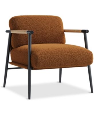 Modern Accent Chair with Metal Frame, Upholstered in Plush 420g Teddy Sherpa Fabric Cozy Reading Chair