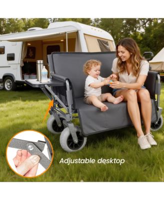 Collapsible Wagon - Heavy-Duty Seat Wagon with Canopy and Rear-Mounted Folding Tabletop, 500lbs Heavy-Duty for Camping, Garden