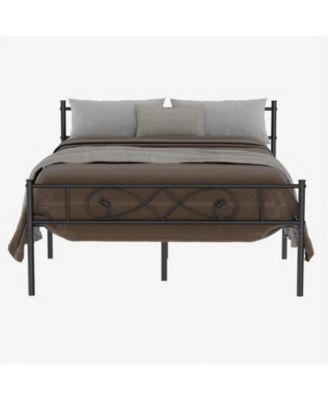 Metal Bed Frame, Unique Fist Design Headboard and Footboard, Platform Bed with Under Storage, No Box Spring Needed