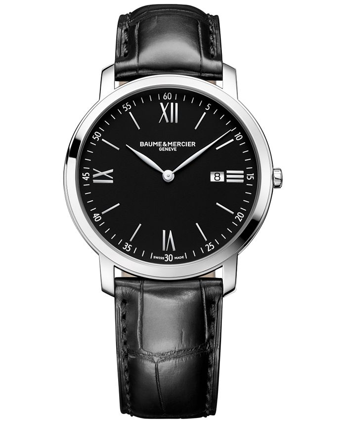 Baume & Mercier Men's Swiss Classima Black Leather Strap Watch 42mm ...