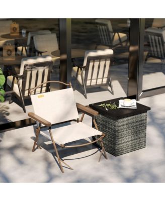 Wicker Side Table, Square PE Rat Outdoor End Table