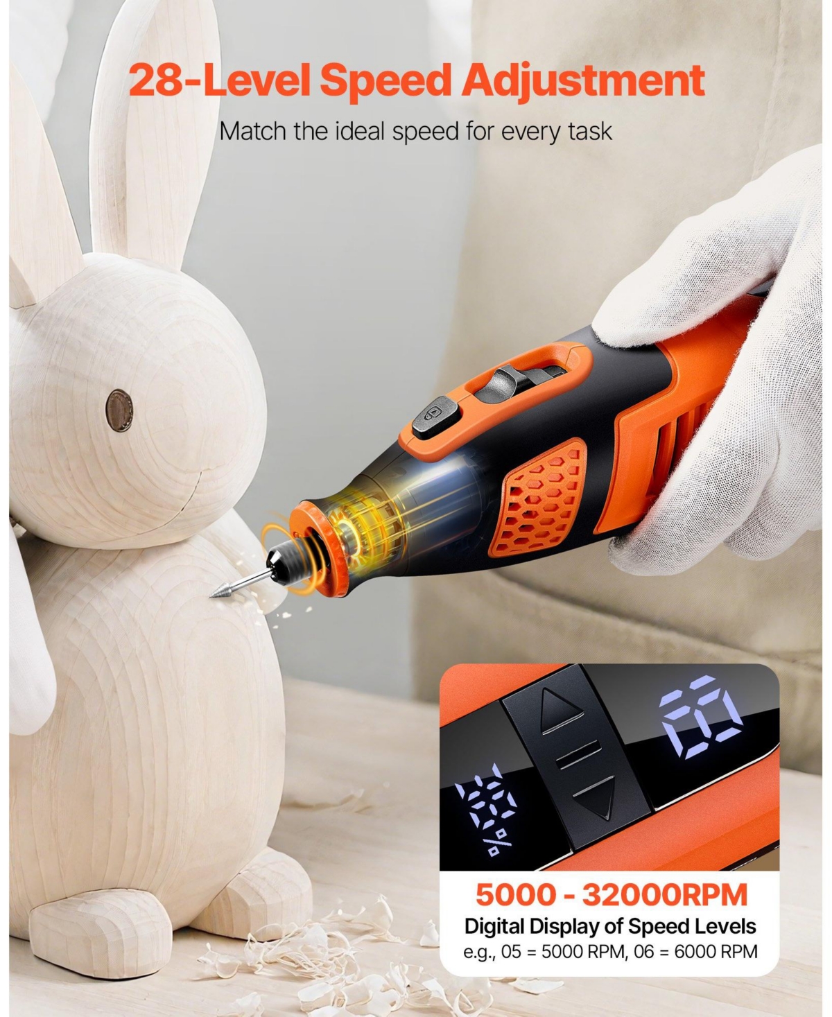 Mecale 119-Piece Cordless Rotary Tool Kit, DC12V Mini Rotary Tool, 28-Speed 5000–32000 Rpm, Multi-Purpose Diy Tool Set