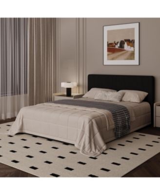 Bed Frame with 2 Storage Drawers, Faux Leather Low Profile Bed Base with Wood Slat Support, No Box Spring Needed, Easy Assembly