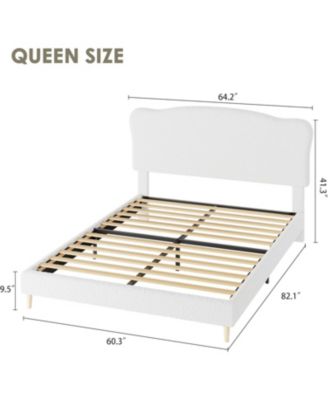 Bed Frame with Upholstered Headboard, Soft Low Profile Sturdy Platform Bed with Rounded Corners Design, Heavy Duty, Wooden Slats