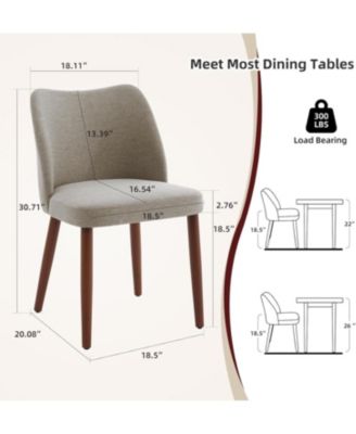 Modern Linen Dining Chairs Set of 6, Upholstered Chairs with Padded Seat and Wood Legs
