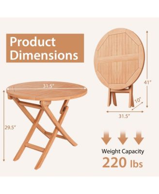 3pcs Patio Outdoor  Indonesia Teak Wood Bistro Dining Set Folding Chair & Table Slatted