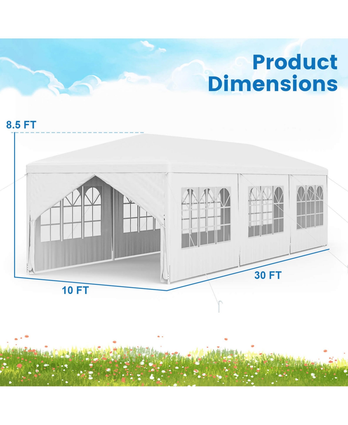 10'x30'Heavy duty Gazebo Canopy Outdoor Party Wedding Tent