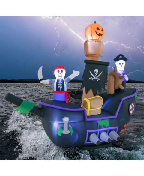 Детская игрушка Costway 7FT Long Halloween Inflatable Pirate Ship Blow-up Skeleton Decoration, цвет: Фиолетовый