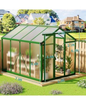 Walk-In house, Polycarbonate Panels, Adjustable Roof Vent & Sliding Door, Aluminum Frame, Garden & Patio