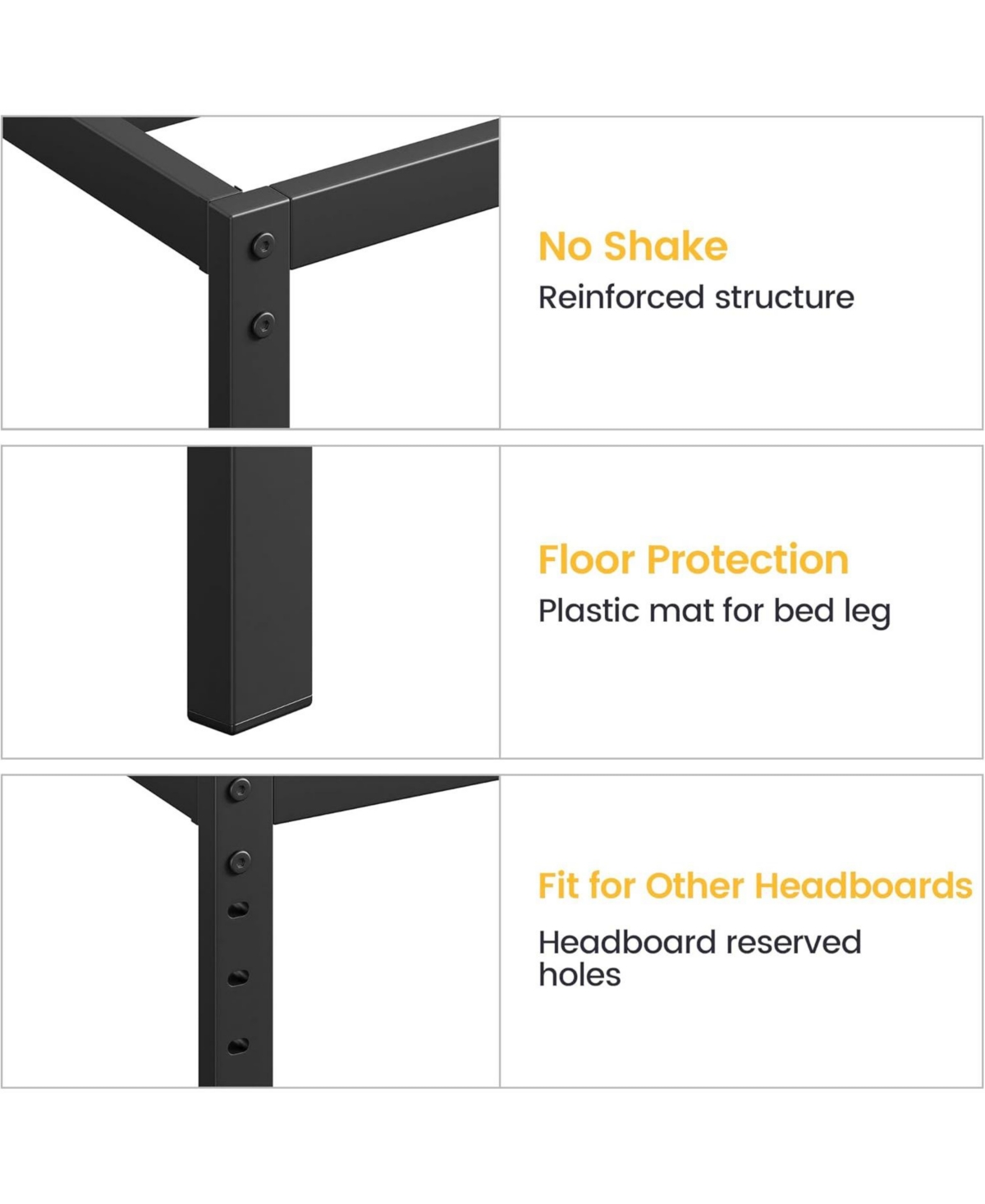 gaomon 14 Inch Bed Frame with Under Bed Storage, Heavy Duty Mattress Foundation, Easy Assembly, No Box Spring Needed