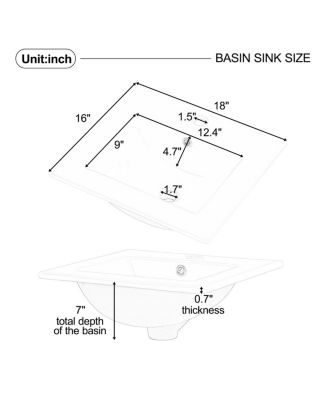  Bathroom Vanity with Sink, Painted MDF Cabinet, Soft Close Door, Adjustable Shelf & Organizer for Small Spaces