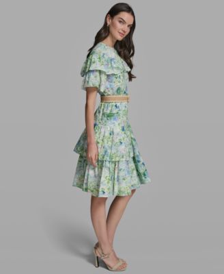 Petite Crew Neck Tiered Midi Dress