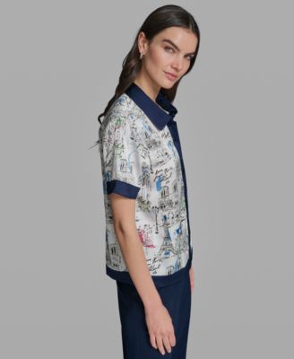 Petite Short-Sleeve Collared Shirt