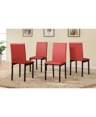 Faux Leather Seat Metal Frame Dining Chairs, Set of 4