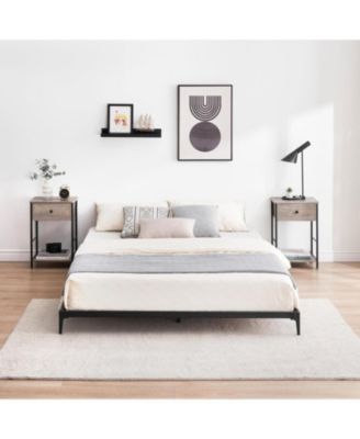 6 Inch Low Bed Frame with Steel Slat Support, Low Profile Full Metal Platform Bed Frame No Box Spring Needed, Mattress Foundation