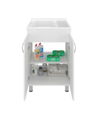 Demolotion Utility Sink Cabinet with Dual Compartments and Storage, Modern Design