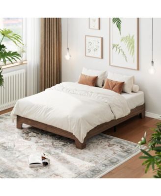 Platform Bed Frame Underbed Storage Clearance Wood Metal Slat No Headboard No Box Spring Easy Assembly.