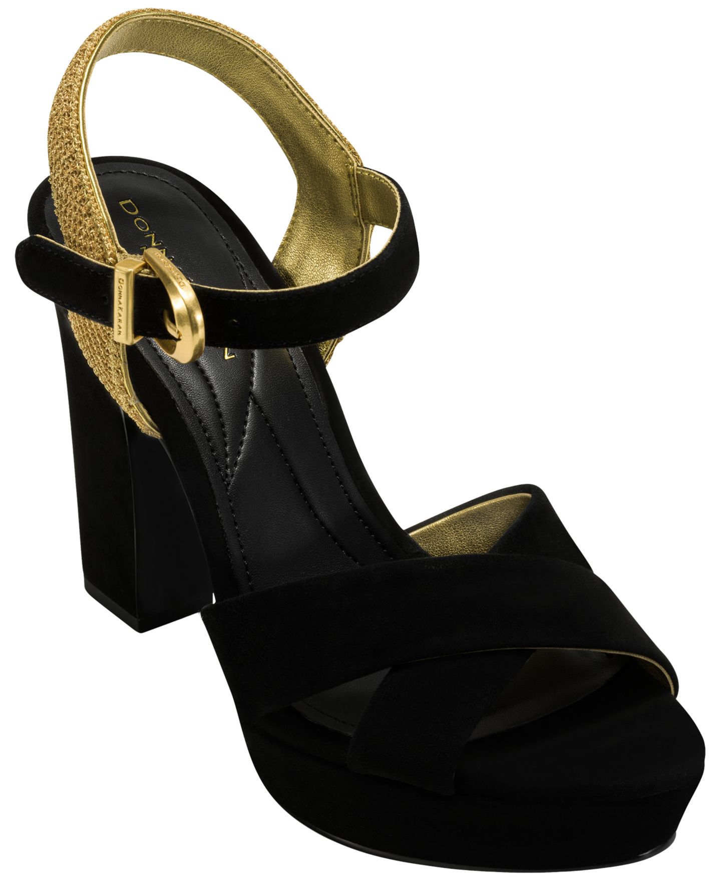 Женские сандалии Donna Karan New York Stefania Platform, цвет: Чёрный / Золотой — фото 1