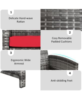 Set Of 6 Patio Furniture Outdoor Sectional Conversation PE Rattan Sofa Set