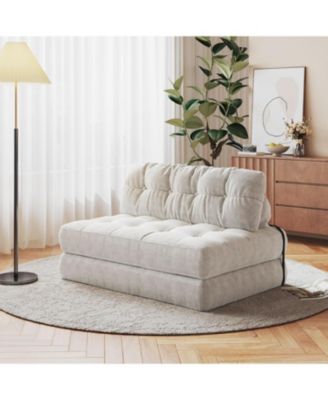 Folding Sofa Bed, Futon Sofa Bed, Floor Folding Couch for Living Room, Convertible Sleeper Chair with Pillow Foldable Mattress Back Support