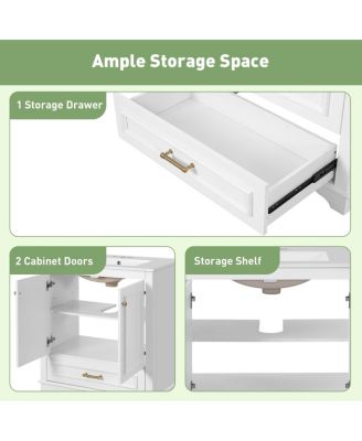 30 Bathroom Vanity with Ceramic Sink, Drawer & 2 Soft Close Doors, Adjustable Shelf Storage for Modern Bathrooms