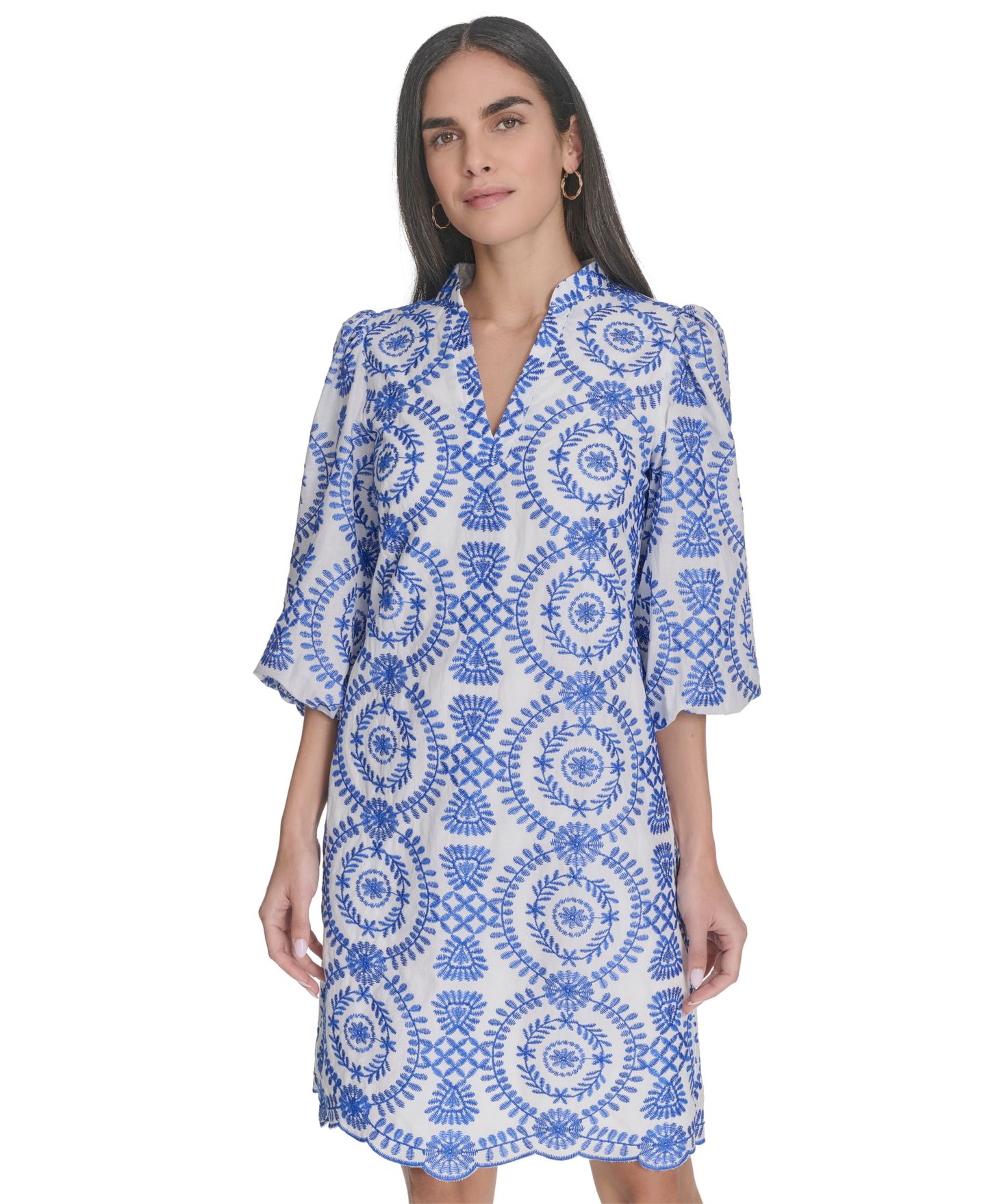 Женское платье Jessica Howard Printed Collared Short, цвет: Королевский синий — фото 2