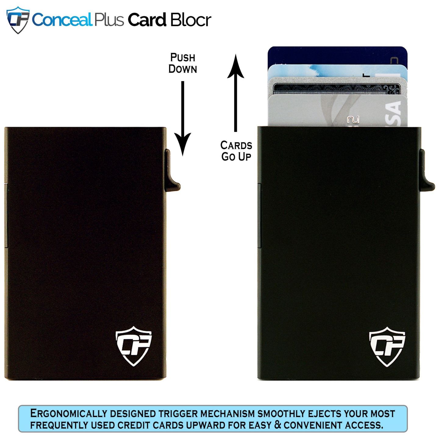 Мужской кошелёк Conceal Plus Card Blocr Credit Card Holder Trigger Wallet, цвет: Чёрный — фото 4