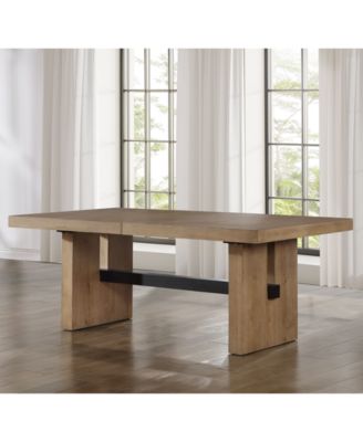 Macai 9-Pc. Wood Dining Table Set (Rectangular Table + 8 Faux Leather Side Chairs)