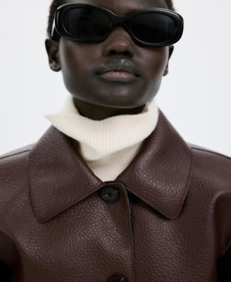 Women's Faux-Leather Pockets Jacket