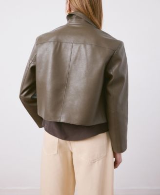 Women's Faux-Leather Pockets Jacket