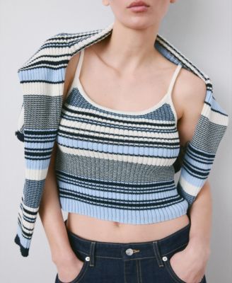 Women's Striped Knitted Fitted Top