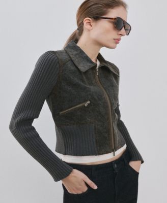 Women's Combined Fabrics Knitted Jacket