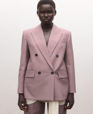 Women's Double-Breasted Wool Suit Jacket