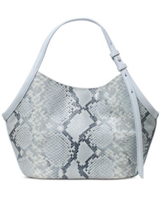 Deco Tulip Medium Snake Embossed Leather Tote Bag
