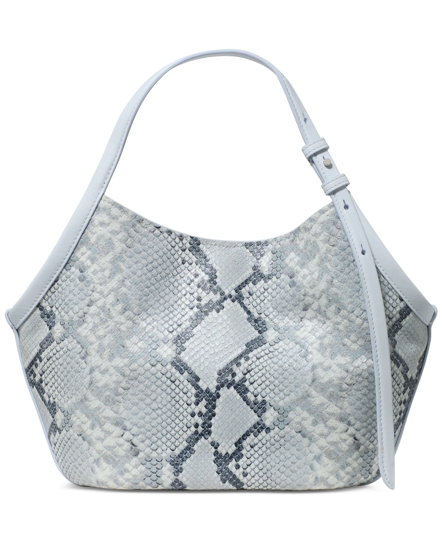 Deco Tulip Small Snake Embossed Leather Tote Handbag