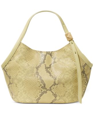 Deco Tulip Small Snake Embossed Leather Tote Bag