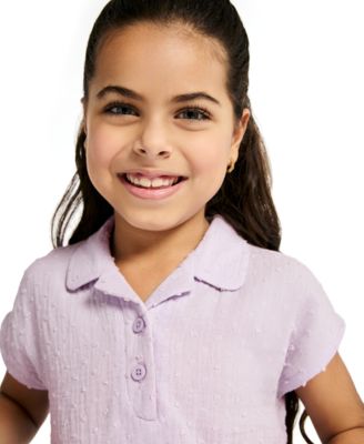 Girls' 4-6X Dotted Crinkle Gauze Knot-Front Shirt and Twill Shorts, 2-Piece Set