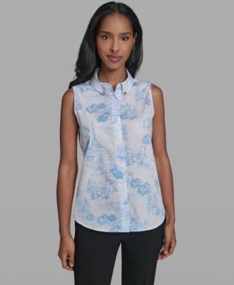 Women's Collared Sleeveless Blouse