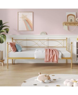 Twin daybed with Trundle, Metal Twin Daybed and Trundle Set, Day Bed Sofa Bed Frame with Steel Slat Support, Multifunctional Daybed Frame