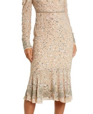 Women's Sequin Gown with Embellished Hemline