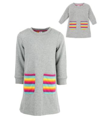 Big Girls 6-14 Matching Doll Long Sleeve Crew Neck Tunic Sweatshirt Dress