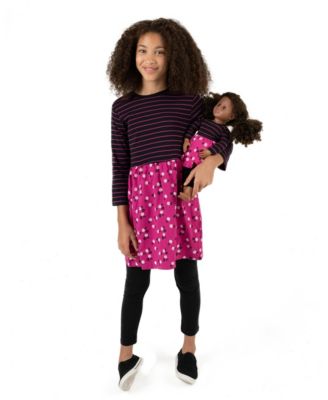 Toddler Girls Matching Doll 100% Cotton Long Sleeve Skirt Dress